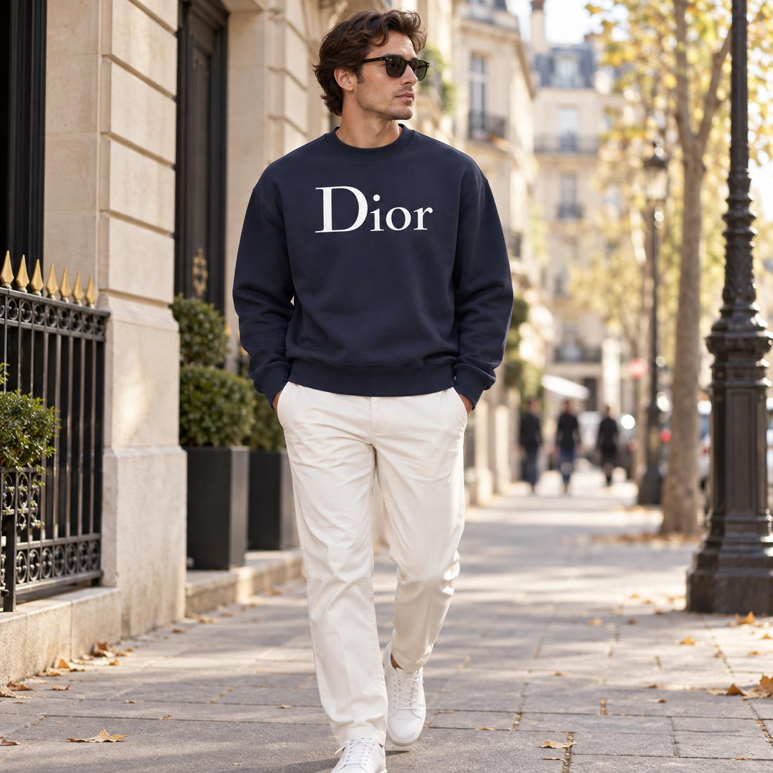 Men's Dior Crewneck Sweatshirt - Navy - Image 2