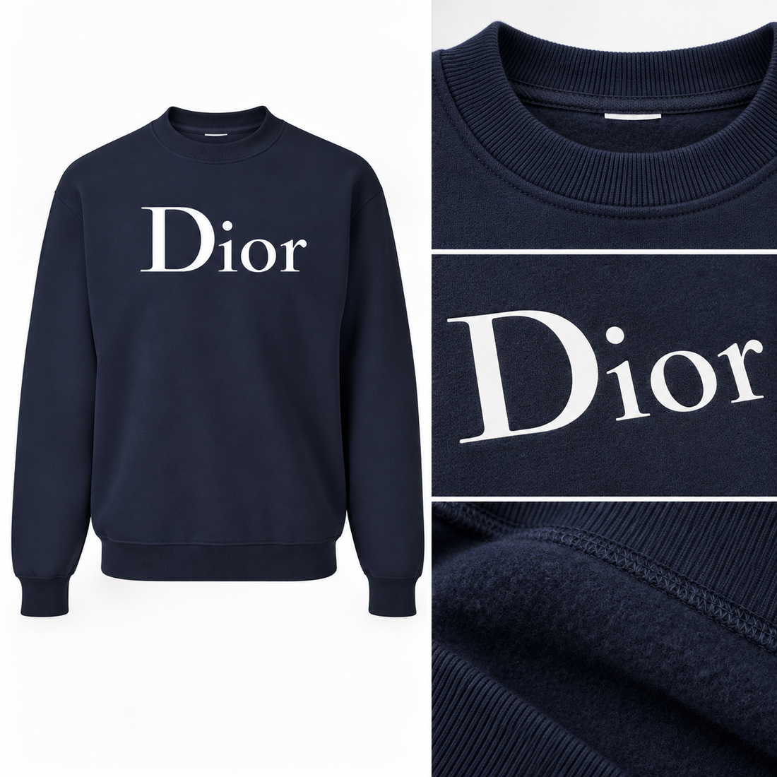 Men's Dior Crewneck Sweatshirt - Navy - Image 3