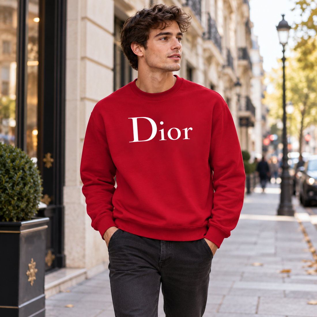 Men's Dior Crewneck Sweatshirt - Red - Image 2