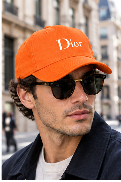 Dior Dad Baseball Cap Hat | Color: Orange | Image 3