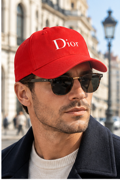 Dior Dad Baseball Cap Hat | Color: Red | Image 3