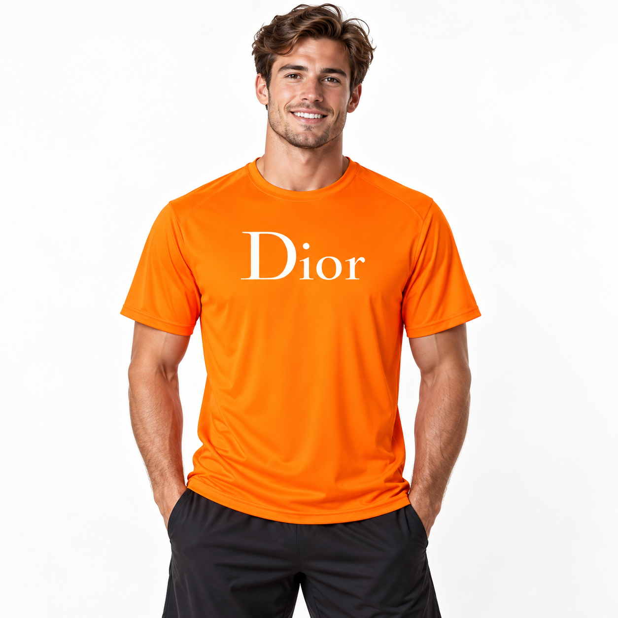 Men's Dior Performance T-Shirt in Orange — lifestyle view