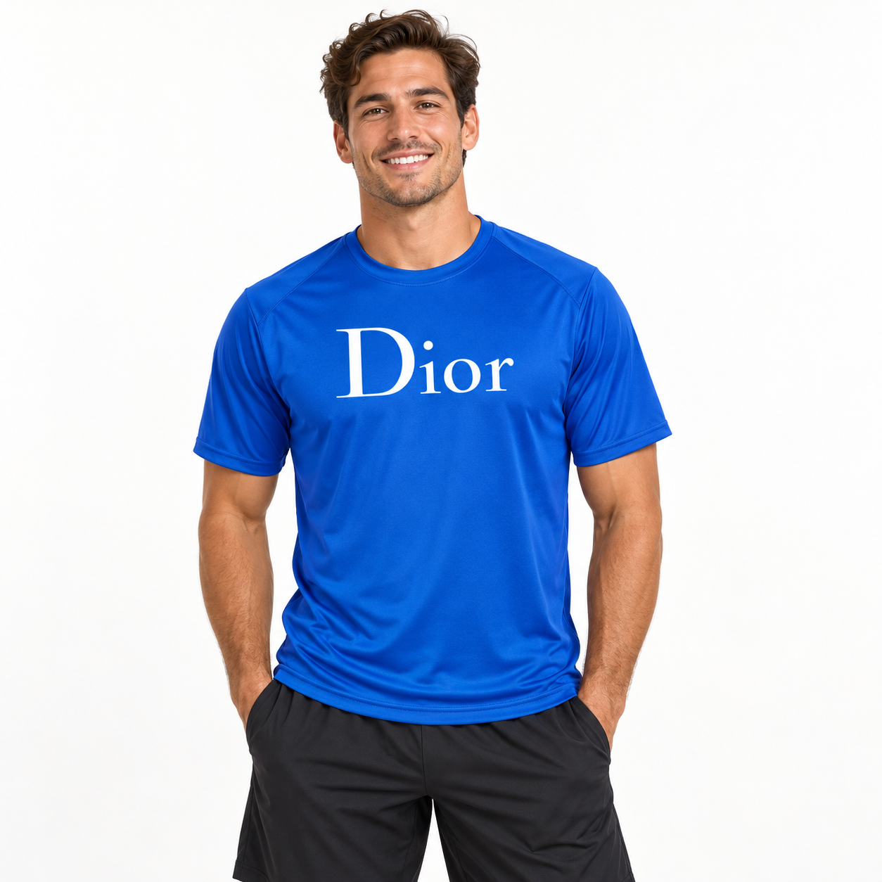 Men's Dior Performance T-Shirt in Royal Blue — lifestyle view