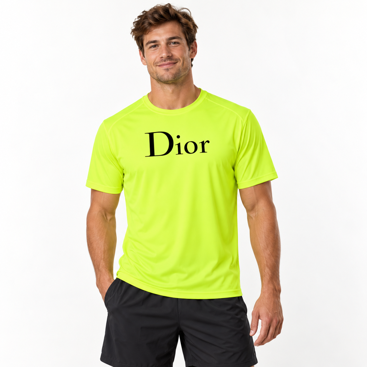 Men's Dior Performance T-Shirt in Safety Green — lifestyle view