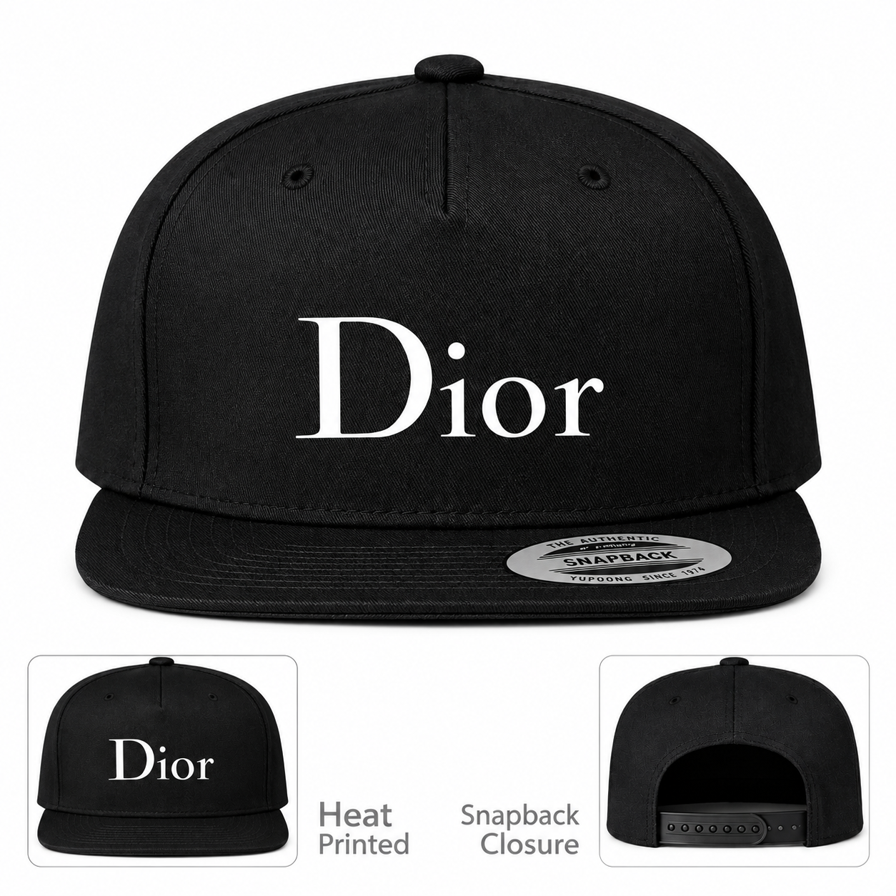 Dior Snapback Hat | Color: Black | Image 1