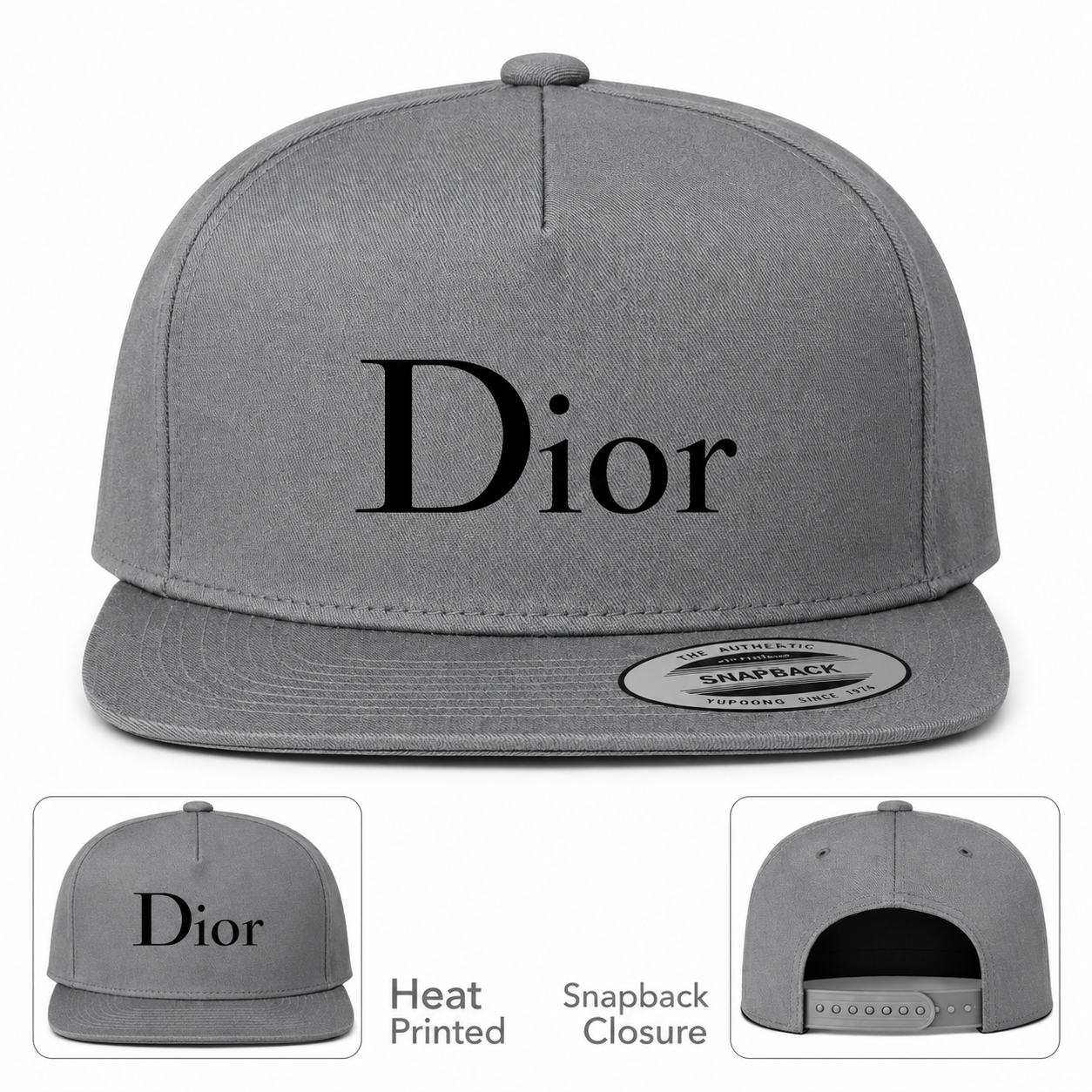 Dior Snapback Hat | Color: Grey | Image 1