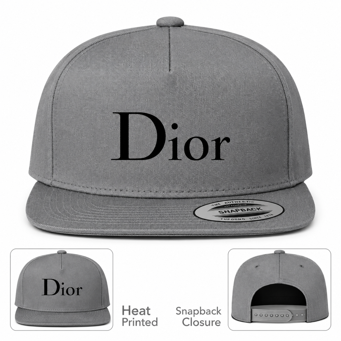 Dior Snapback Hat | Color: Grey | Image 1