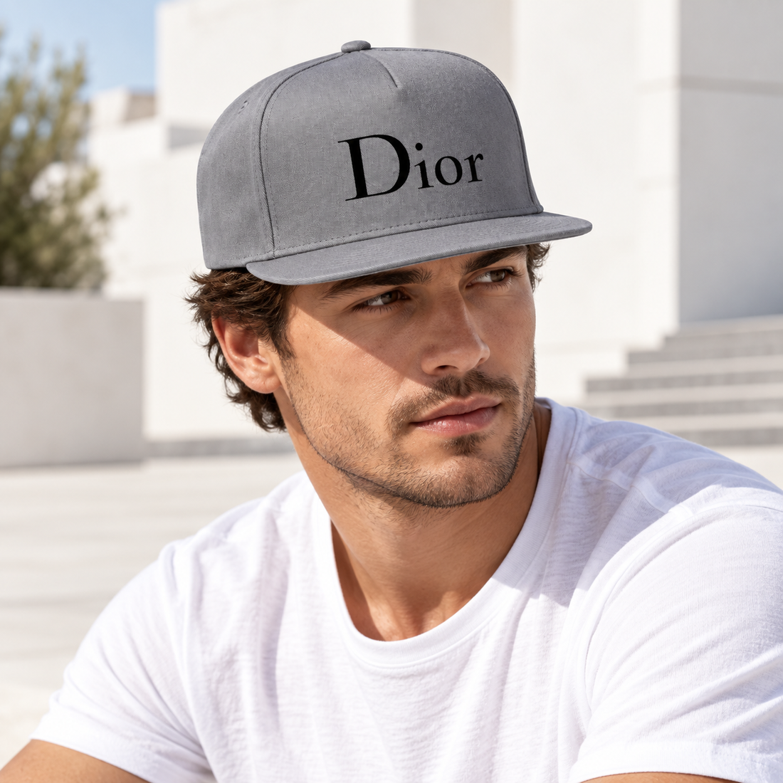 Dior Snapback Hat | Color: Grey | Image 2