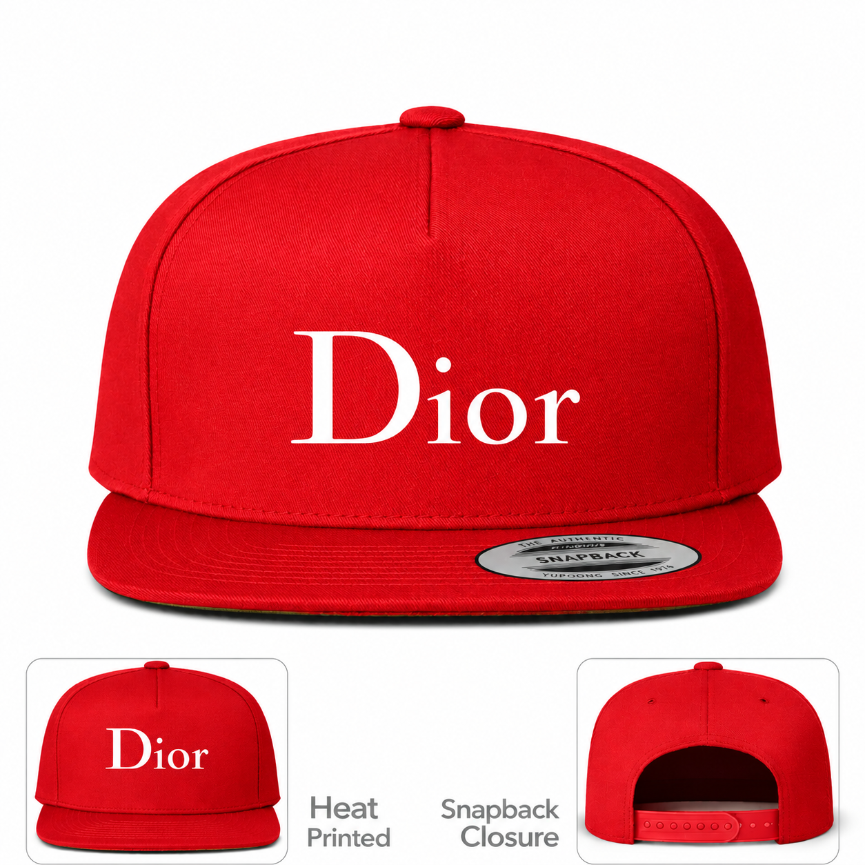 Dior Snapback Hat | Color: Red | Image 1