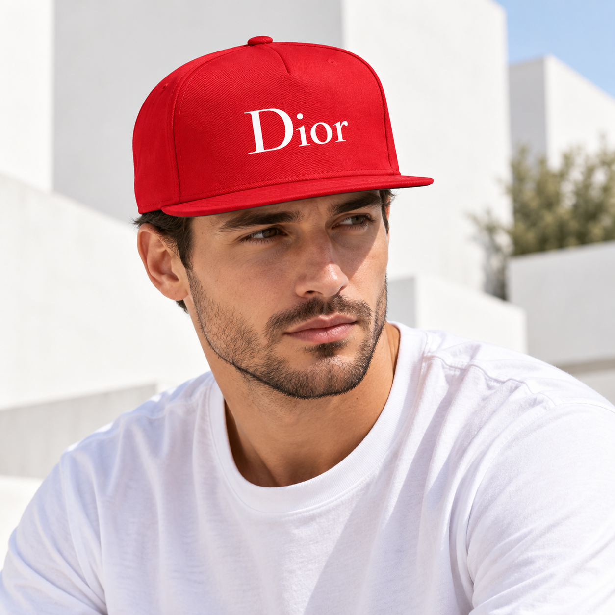 Dior Snapback Hat | Color: Red | Image 2