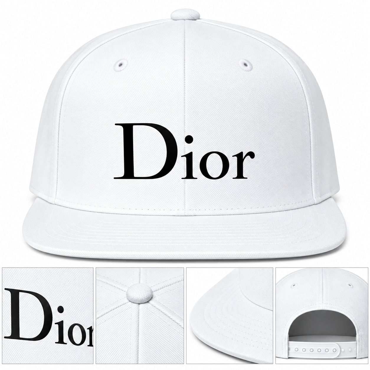 Dior Snapback Hat | Color: White | Image 4
