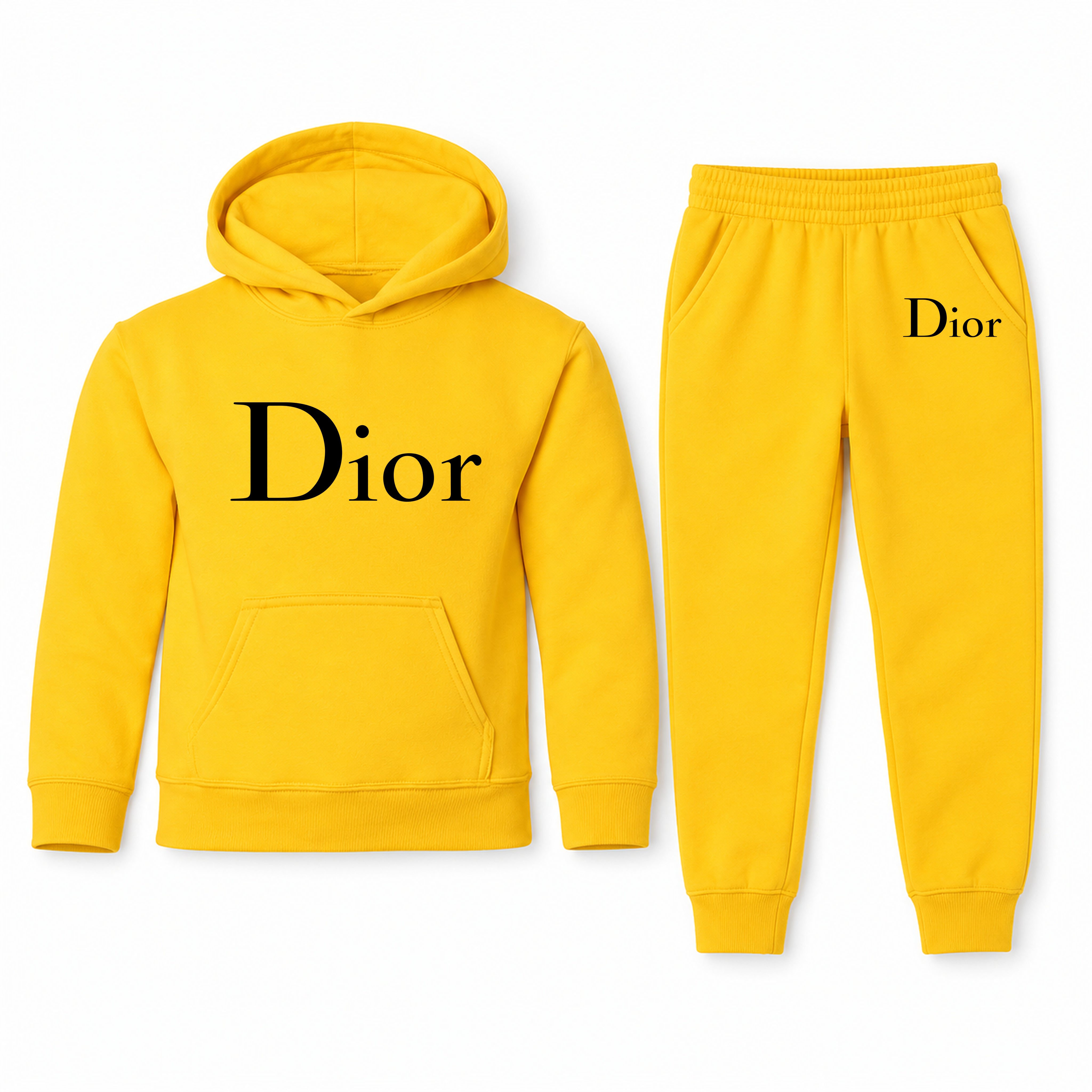 Dior Youth Hoodie Jogger Set | Yellow | Youth Large, ages 10–12