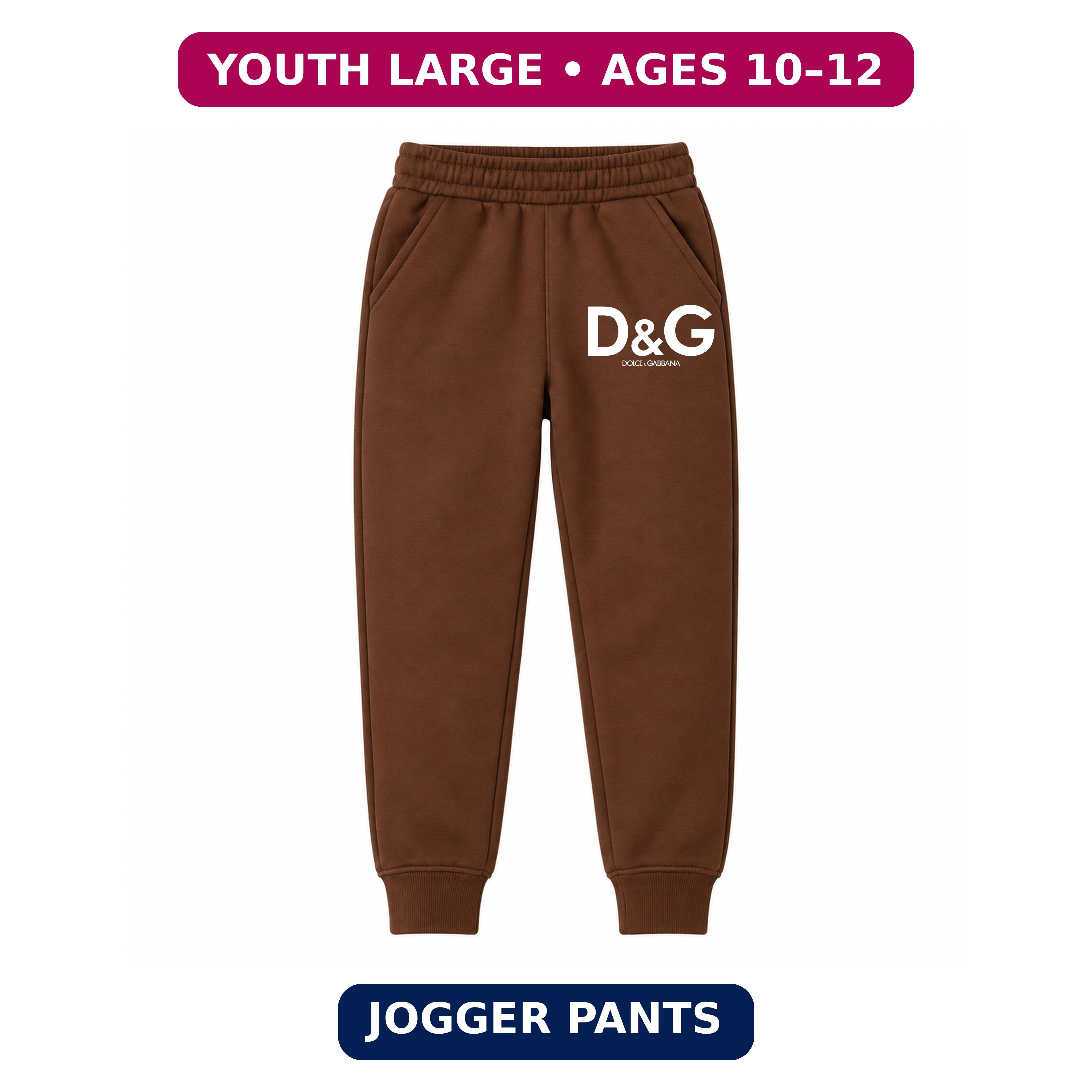 Dolce and Gabbana youth jogger sweatpants, Brown, Youth Large ages 10–12