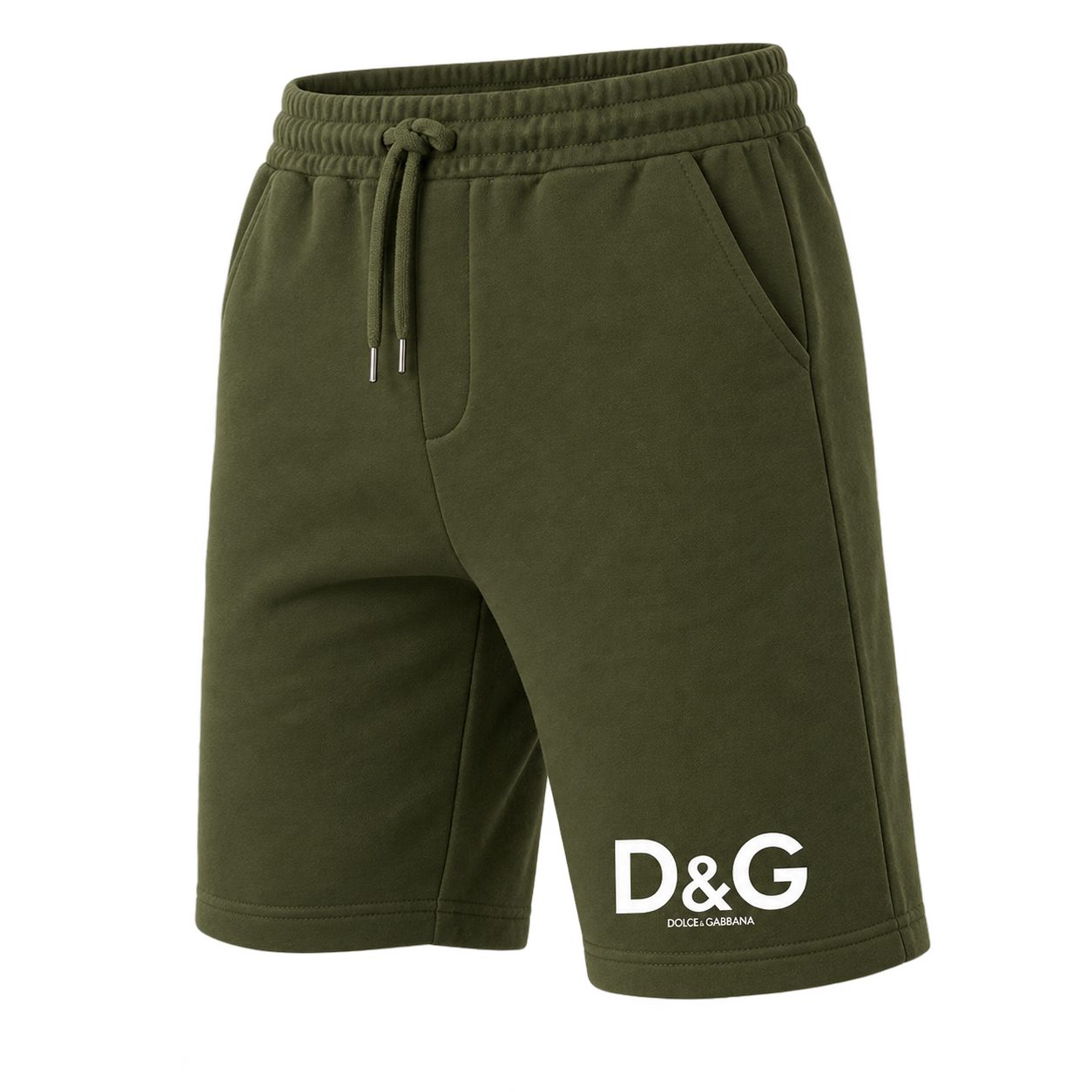 Men's Dolce and Gabbana Athletic Fleece Shorts - Army Green - Image 4