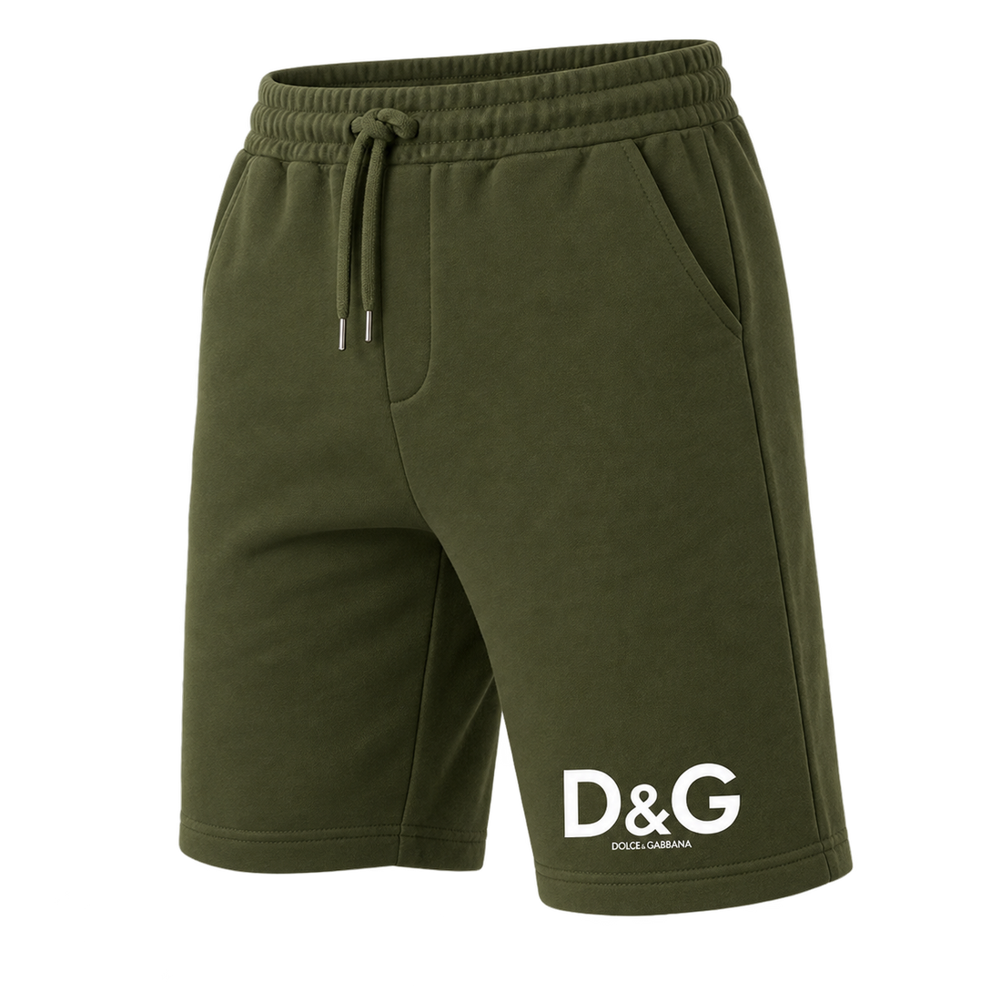 Men's Dolce and Gabbana Athletic Fleece Shorts - Army Green - Image 4