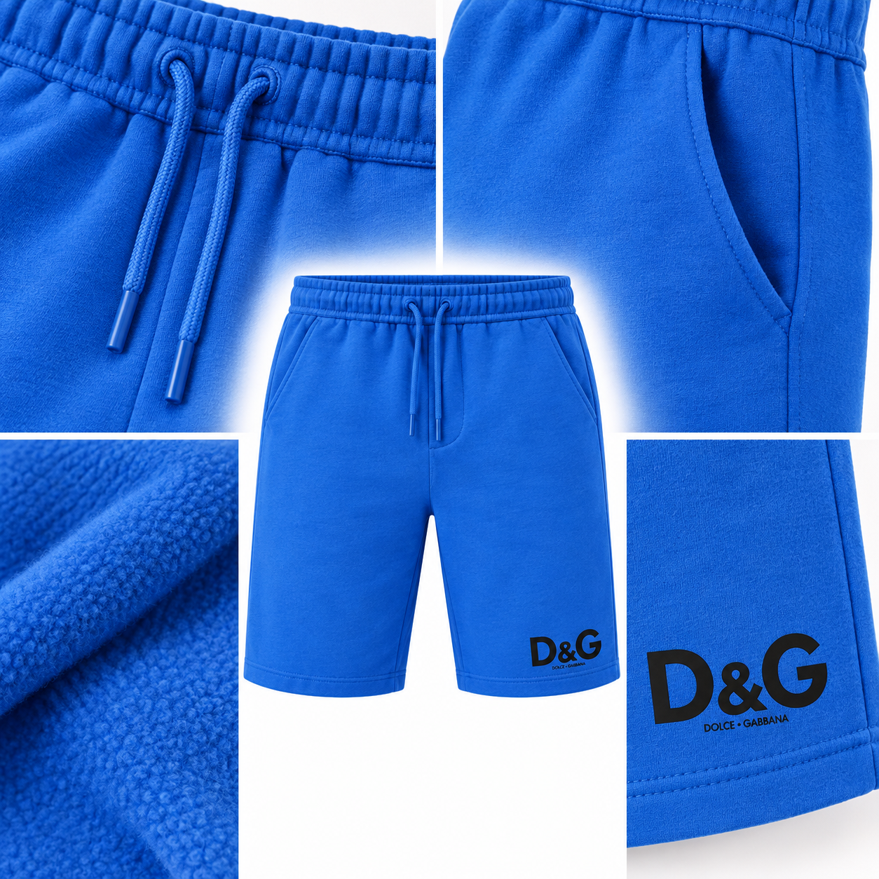 Men's Dolce and Gabbana Athletic Fleece Shorts - Azure - Image 3