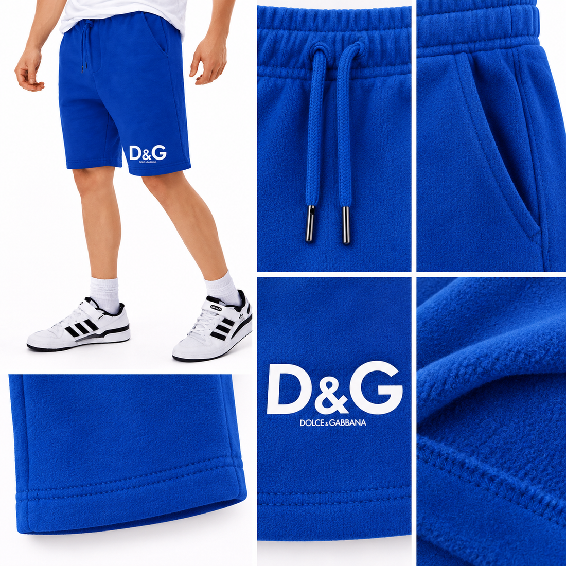 Men's Dolce and Gabbana Athletic Fleece Shorts - Blue - Image 3