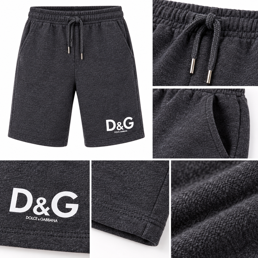 Men's Dolce and Gabbana Athletic Fleece Shorts - Dark Heather - Image 3