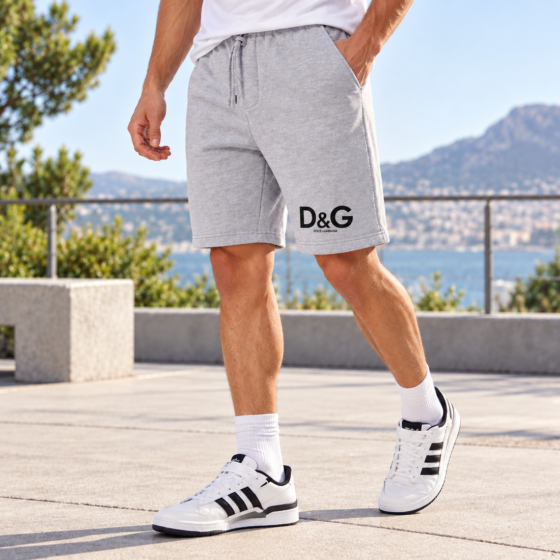 Men's Dolce and Gabbana Athletic Fleece Shorts - Grey - Image 2