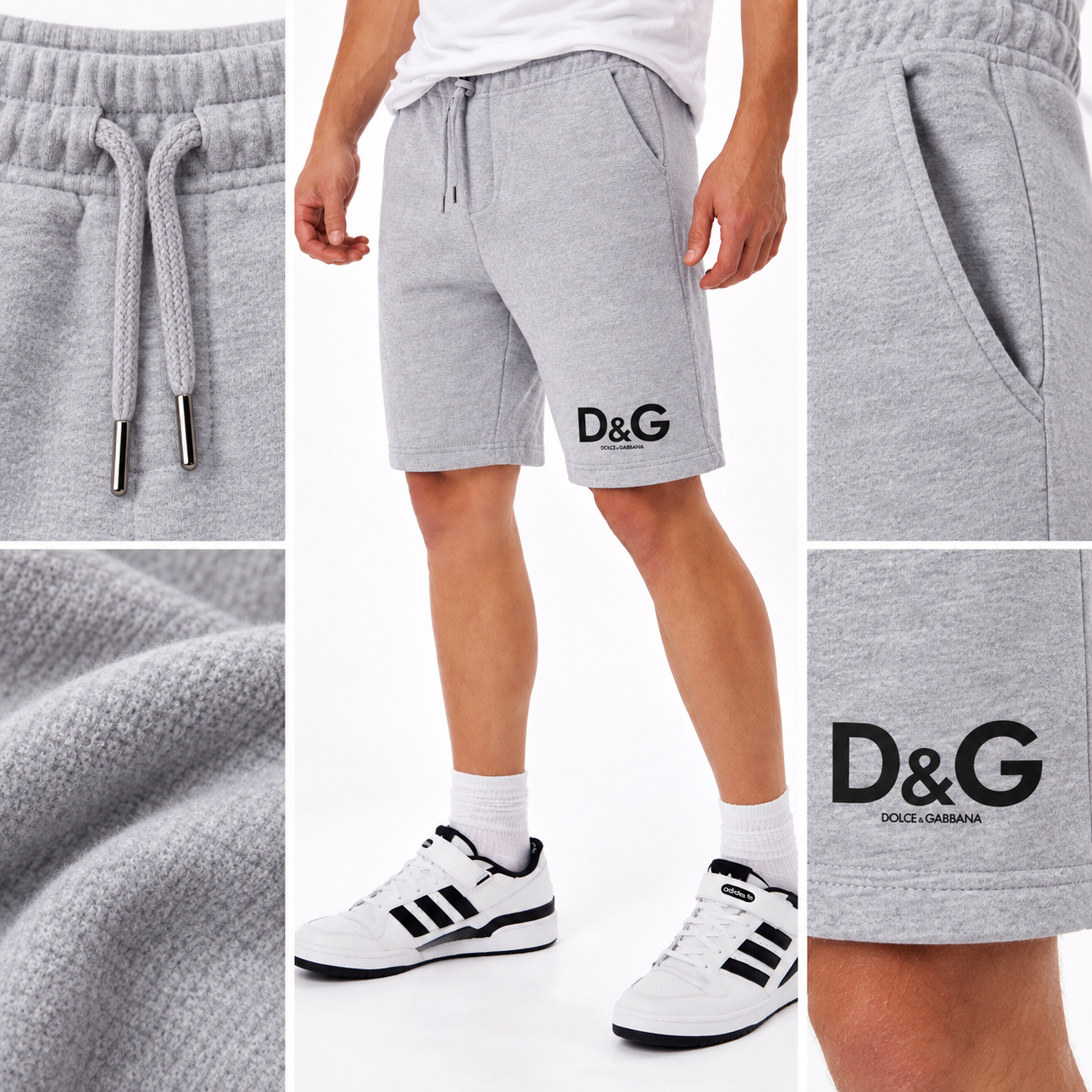 Men's Dolce and Gabbana Athletic Fleece Shorts - Grey - Image 3