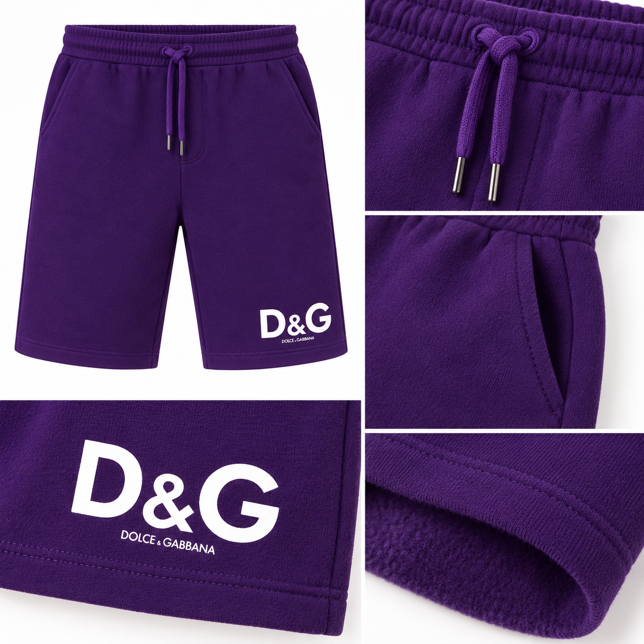 Men's Dolce and Gabbana Athletic Fleece Shorts - Purple - Image 3