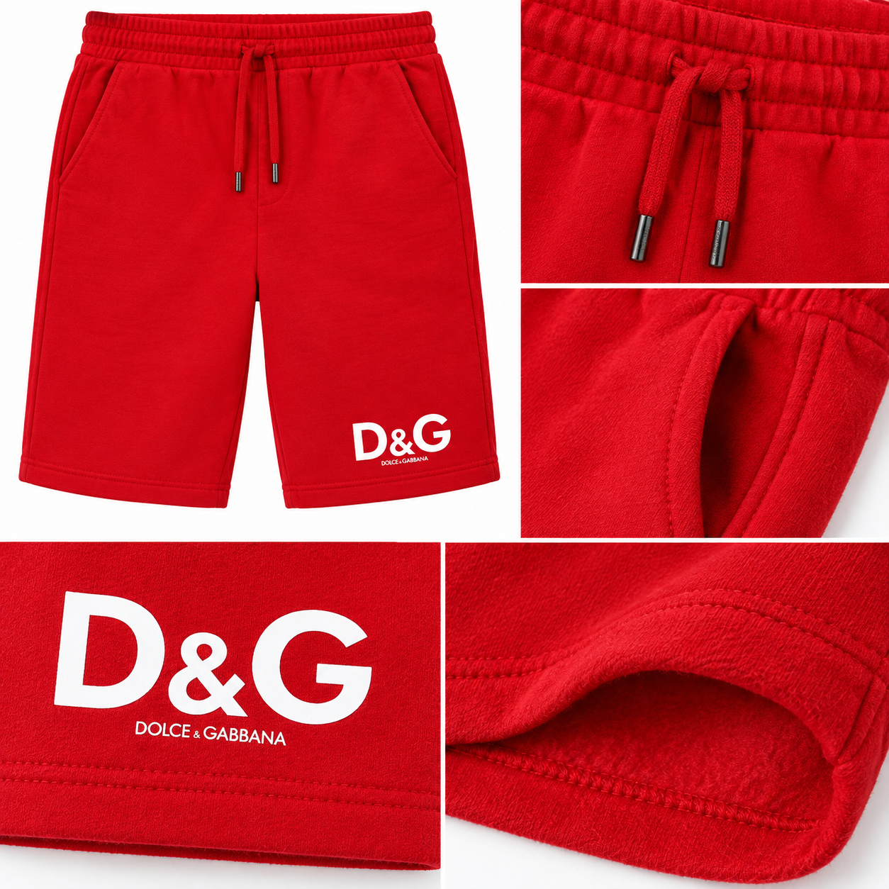 Men's Dolce and Gabbana Athletic Fleece Shorts - Red - Image 3