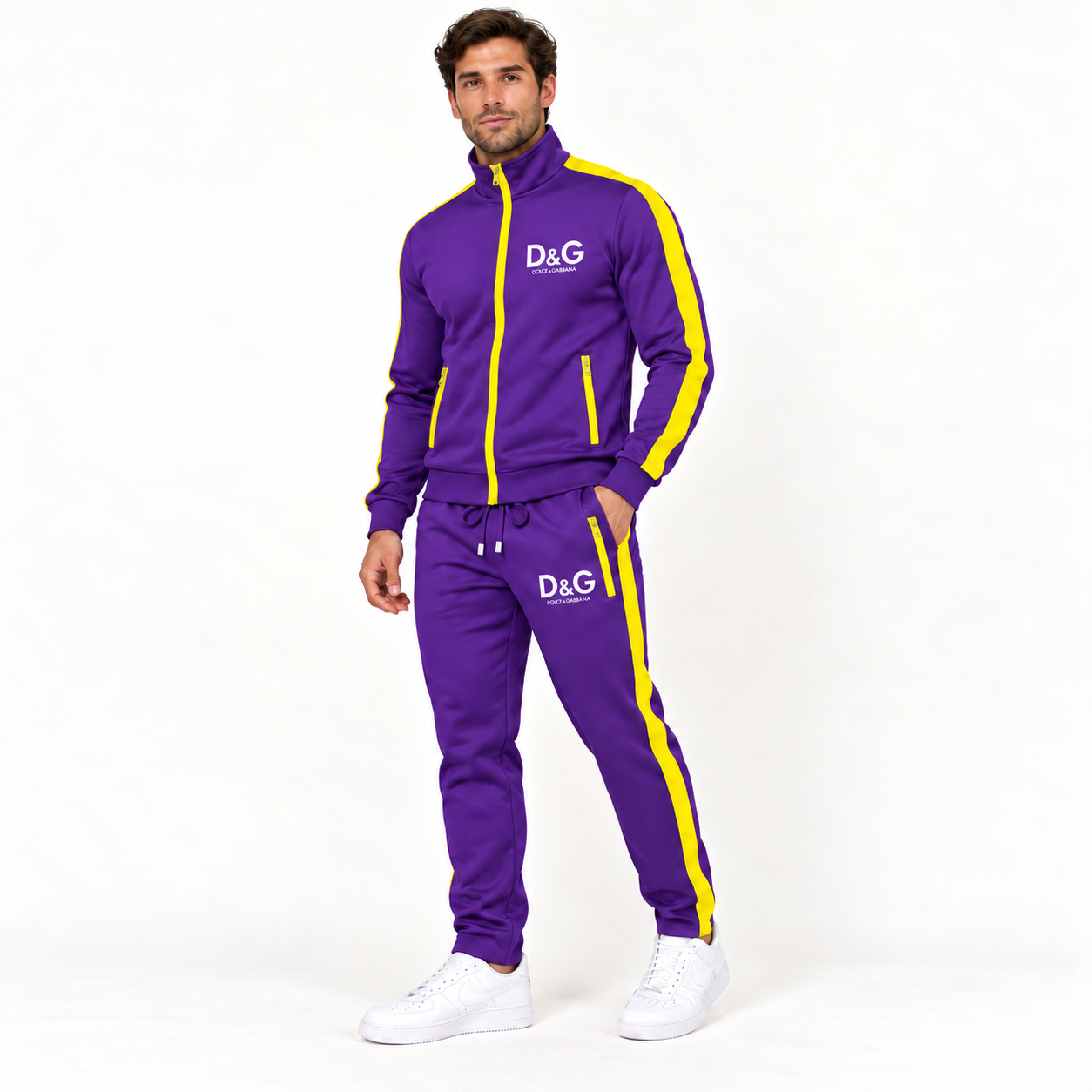 Men's Dolce and Gabbana Dri-Fit TrackSuit | Color: Purple | Image 2