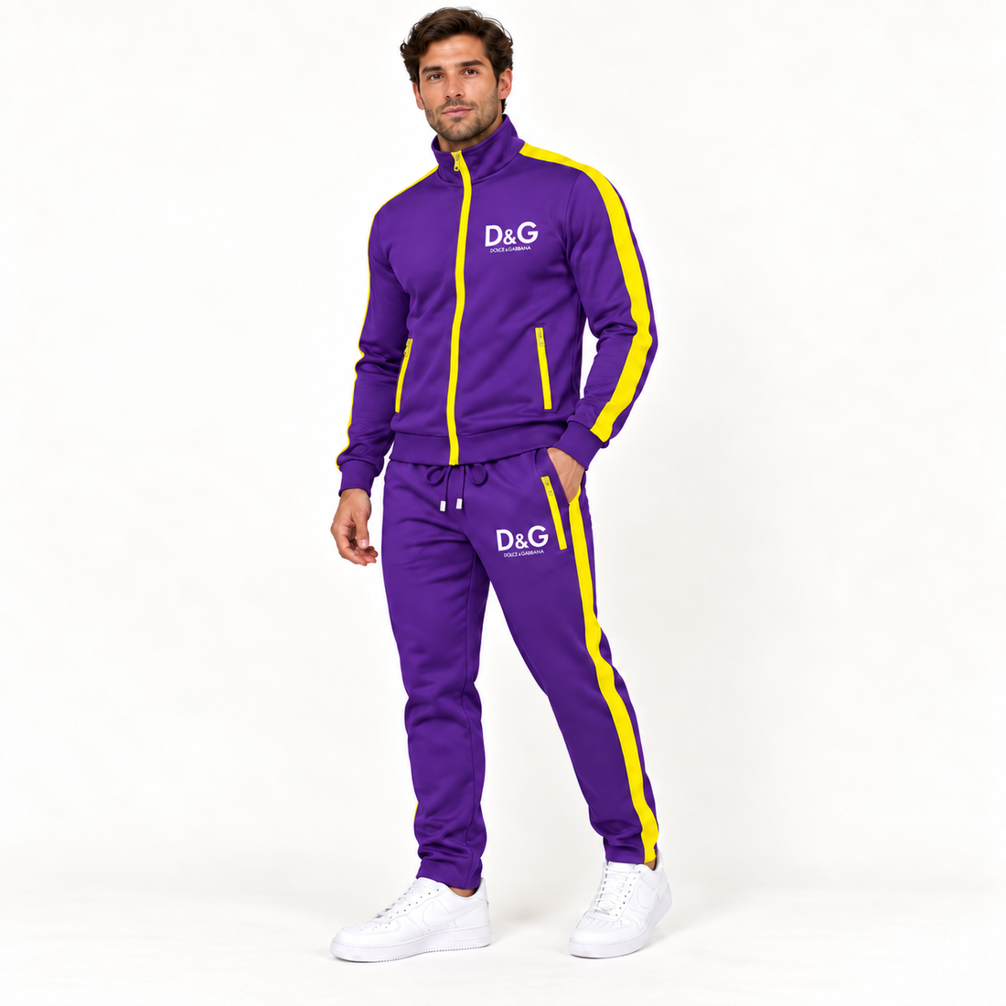 Men's Dolce and Gabbana Dri-Fit TrackSuit | Color: Purple | Image 2