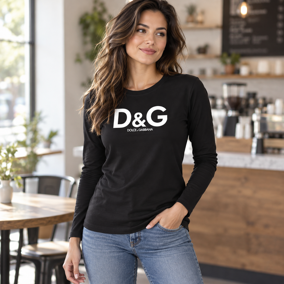 Black Women's Dolce and Gabbana long sleeve T-shirt