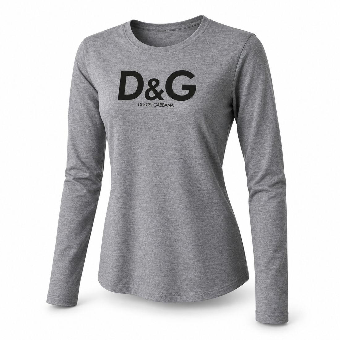 Grey Women's Dolce and Gabbana long sleeve T-shirt