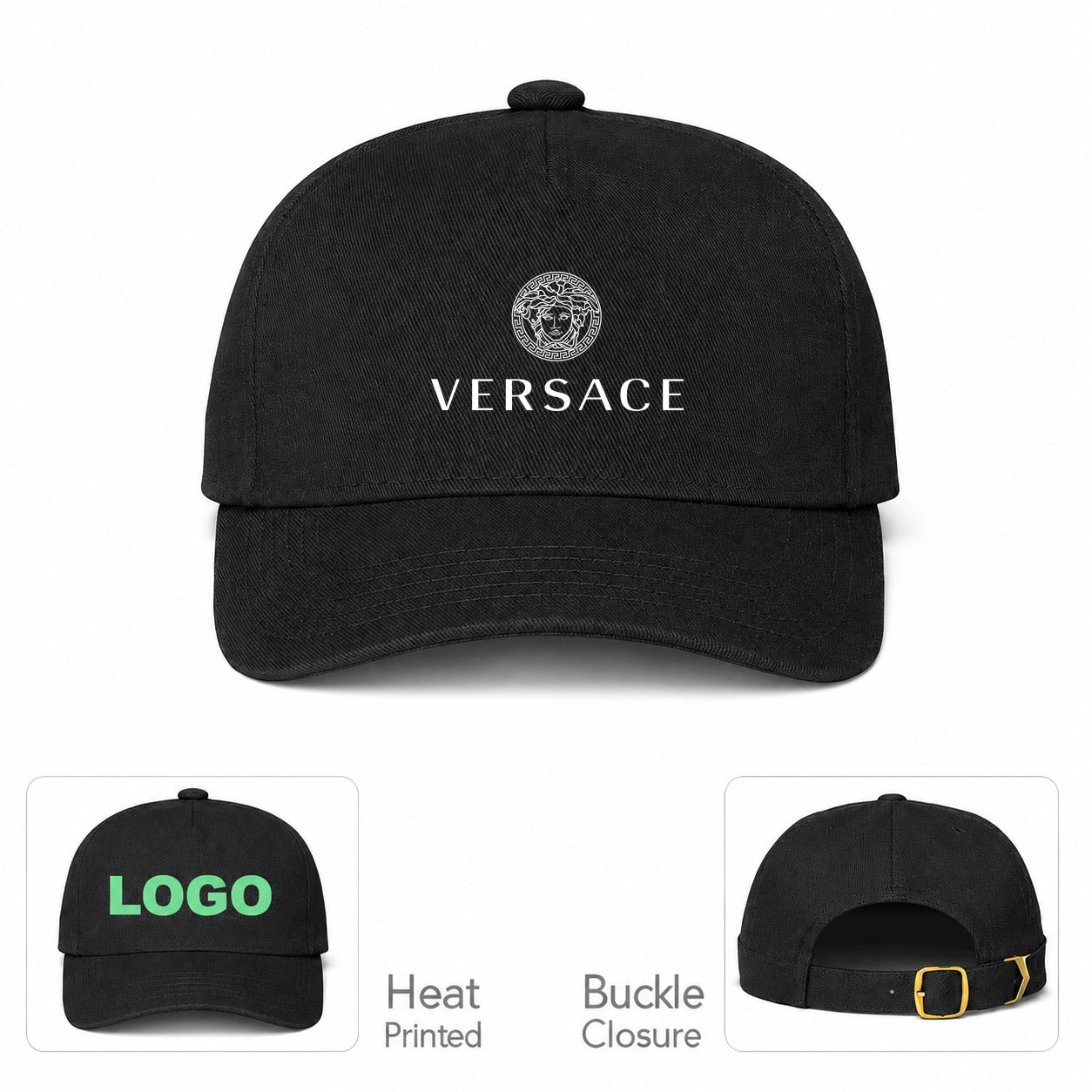 Versace Dad Baseball Cap Hat | Color: Black | Main