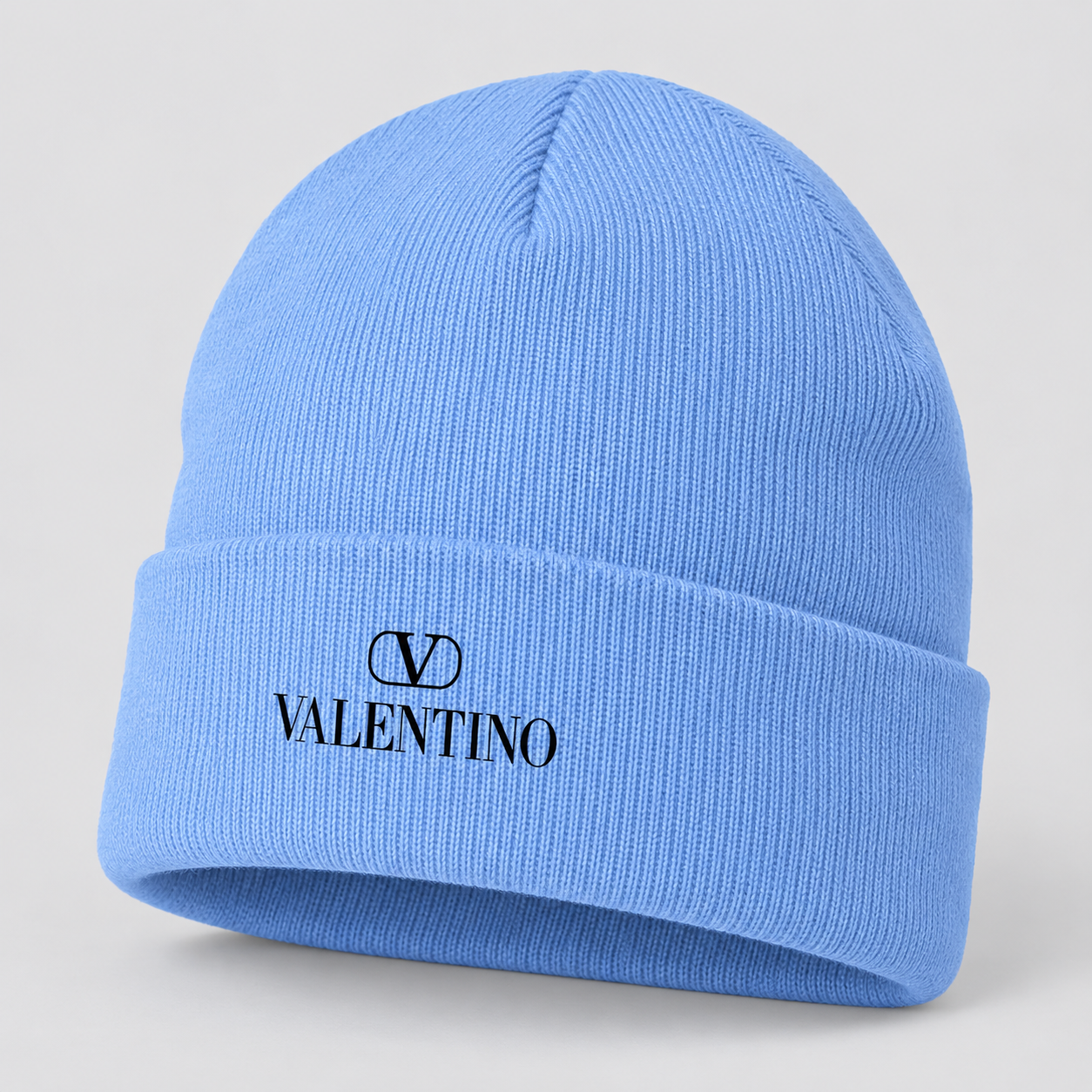 Valentino Cuffed Beanie Hat | Color: Sky Blue | View 2