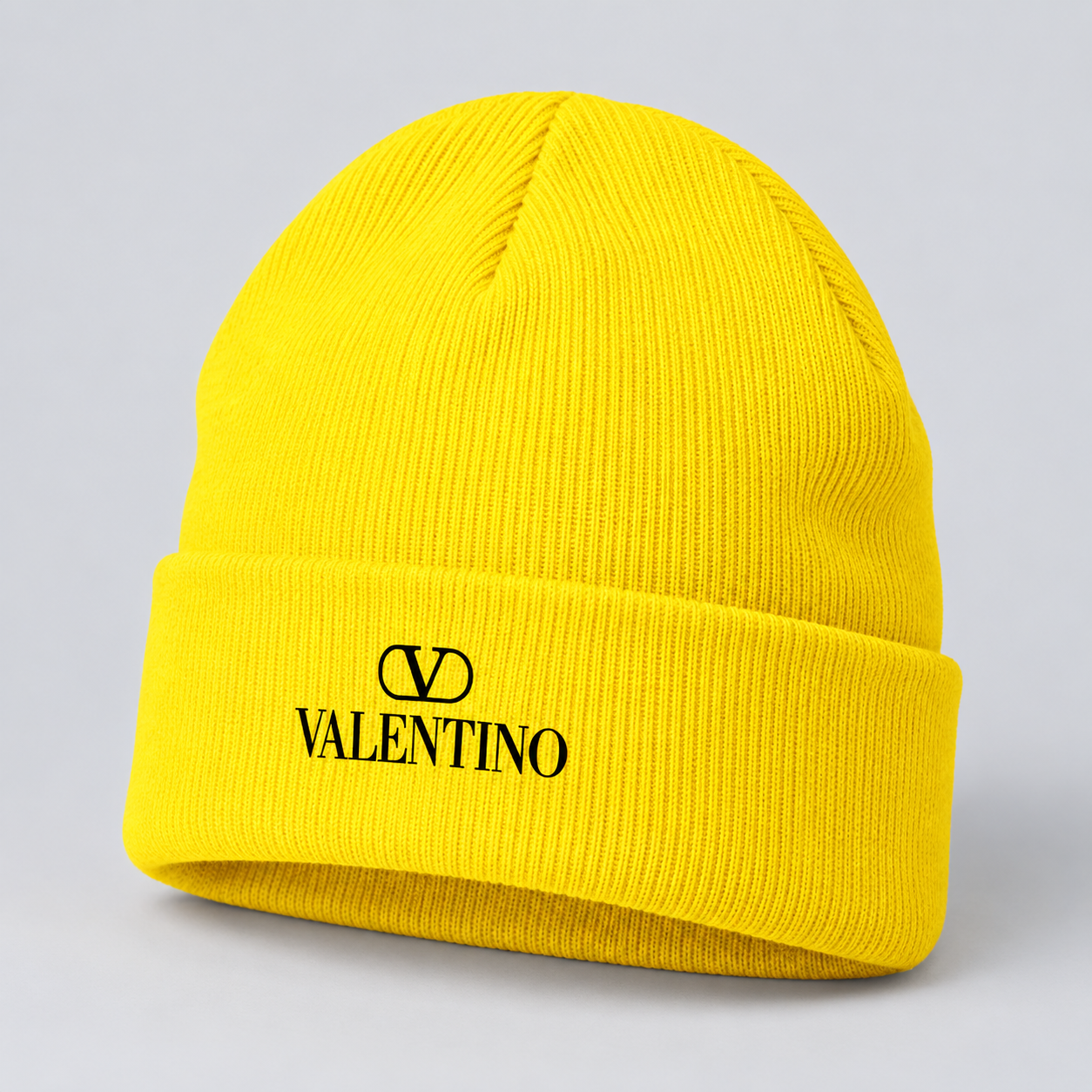 Valentino Cuffed Beanie Hat | Color: Yellow | View 2