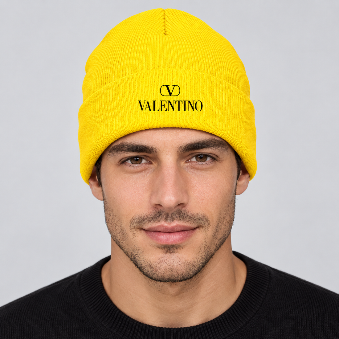 Valentino Cuffed Beanie Hat | Color: Yellow | View 3