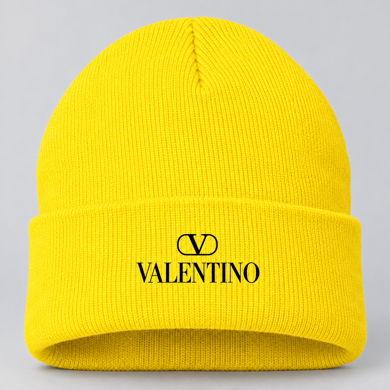 Valentino Cuffed Beanie Hat | Color: Yellow | View 4