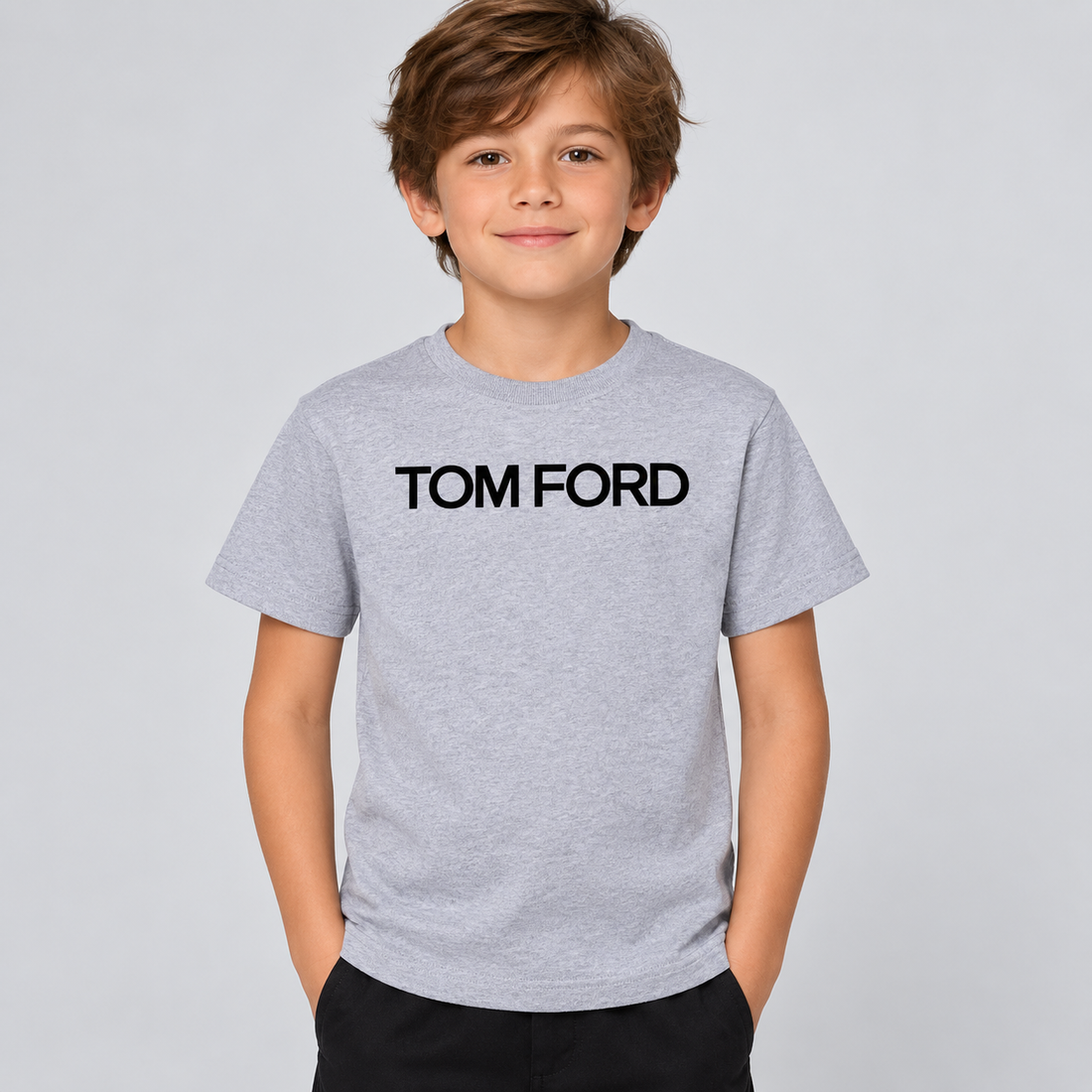 Youth Kids Tom Ford Cotton T-Shirt | Color: Grey | View 4