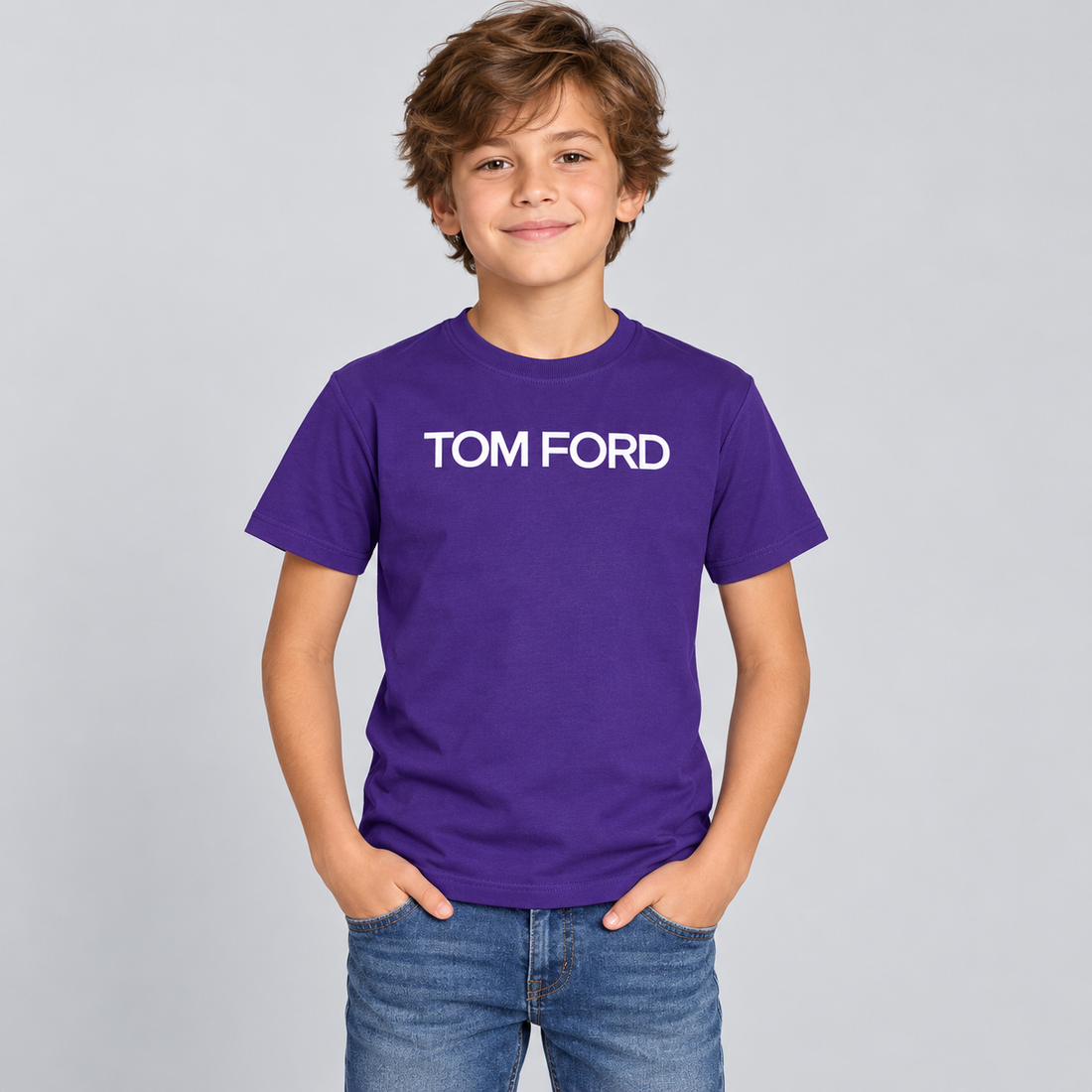 Youth Kids Tom Ford Cotton T-Shirt | Color: Purple | View 3