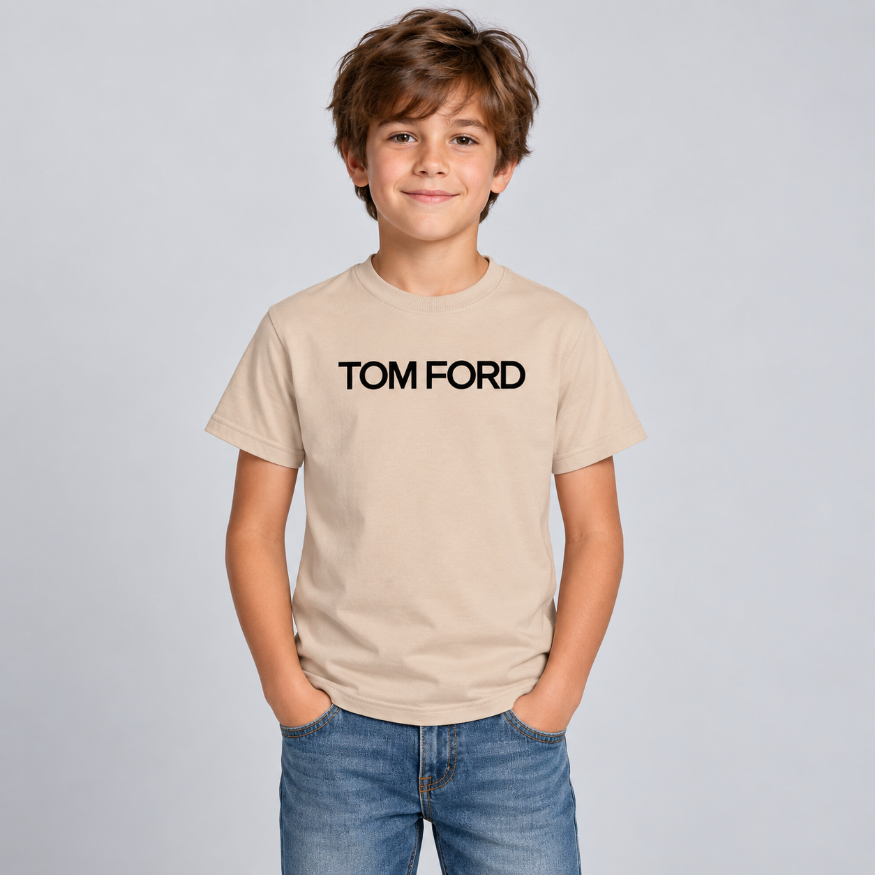 Youth Kids Tom Ford Cotton T-Shirt | Color: Tan | View 3