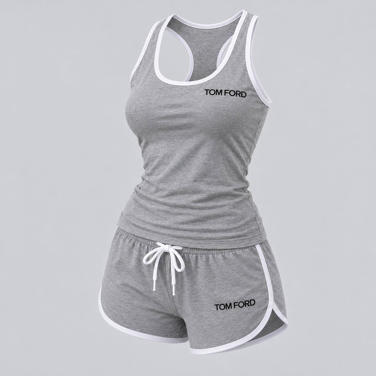 Women’s Tom Ford Tanktop and Shorts Set | Color: Grey | View 3