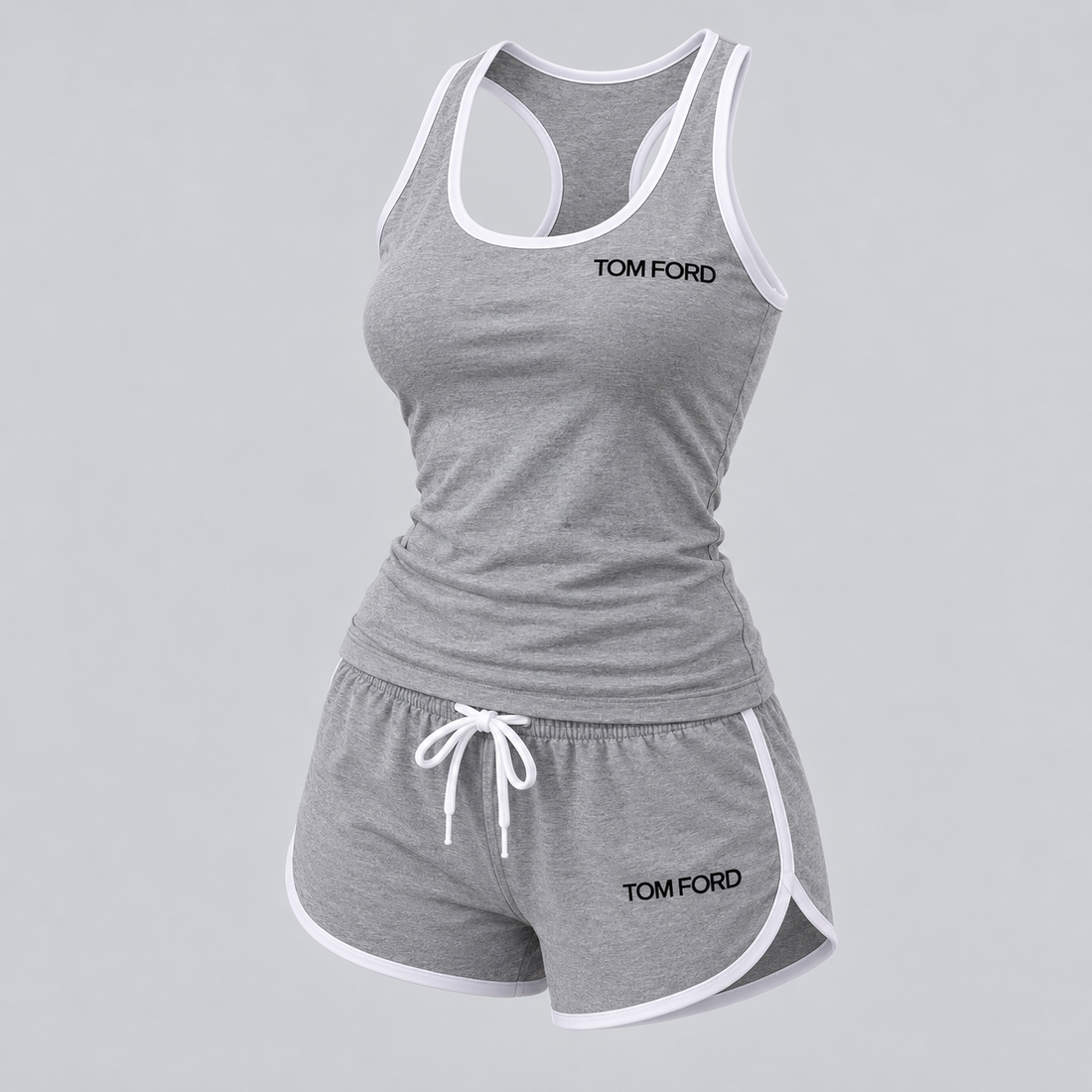 Women’s Tom Ford Tanktop and Shorts Set | Color: Grey | View 3
