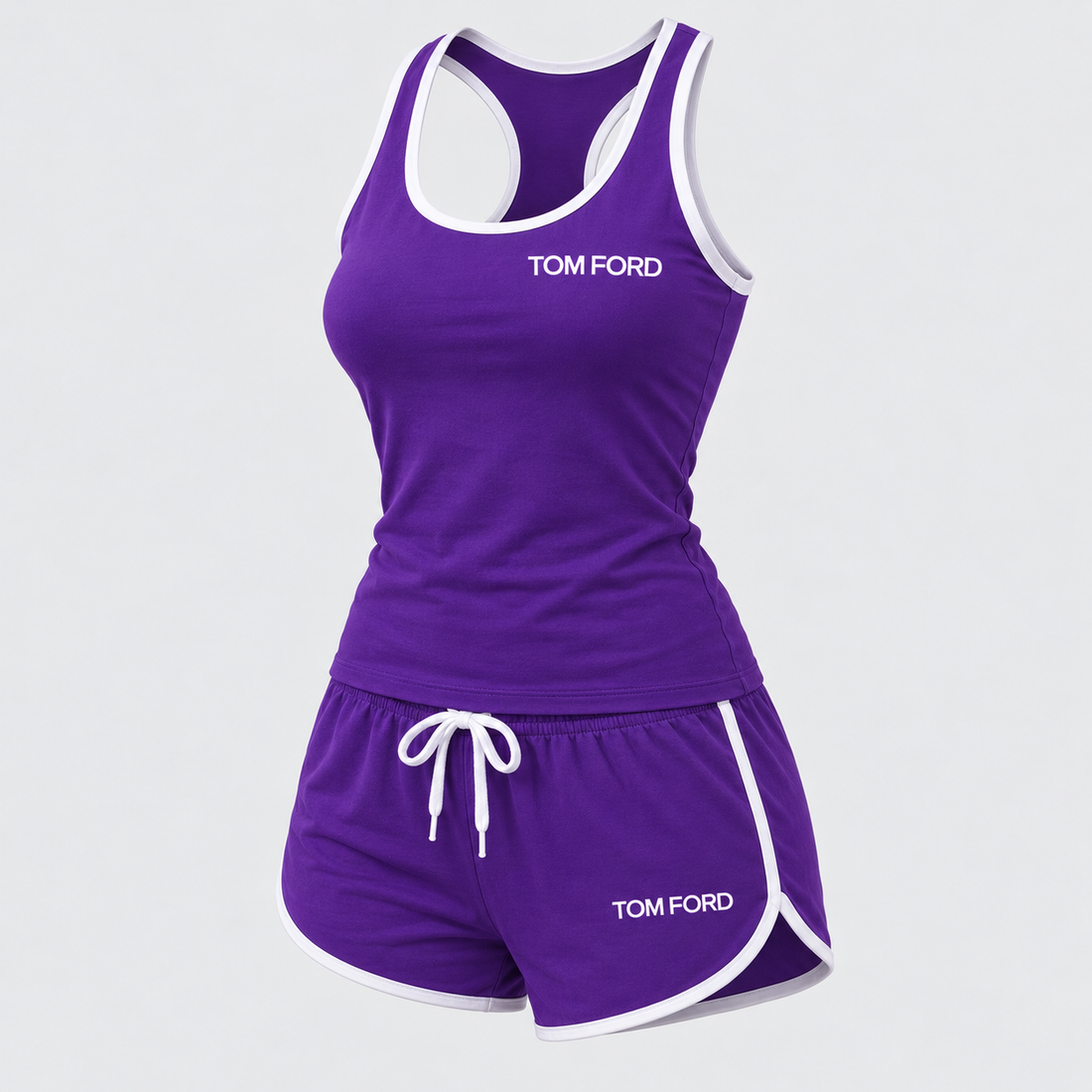 Women’s Tom Ford Tanktop and Shorts Set | Color: Purple | View 3