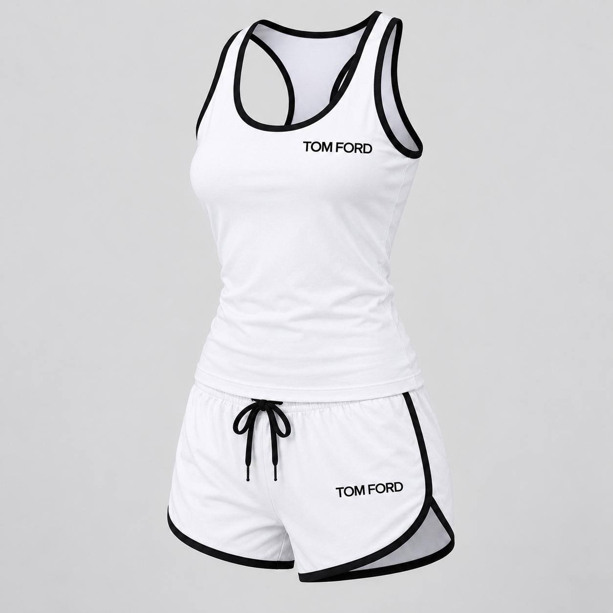 Women’s Tom Ford Tanktop and Shorts Set | Color: White | View 3