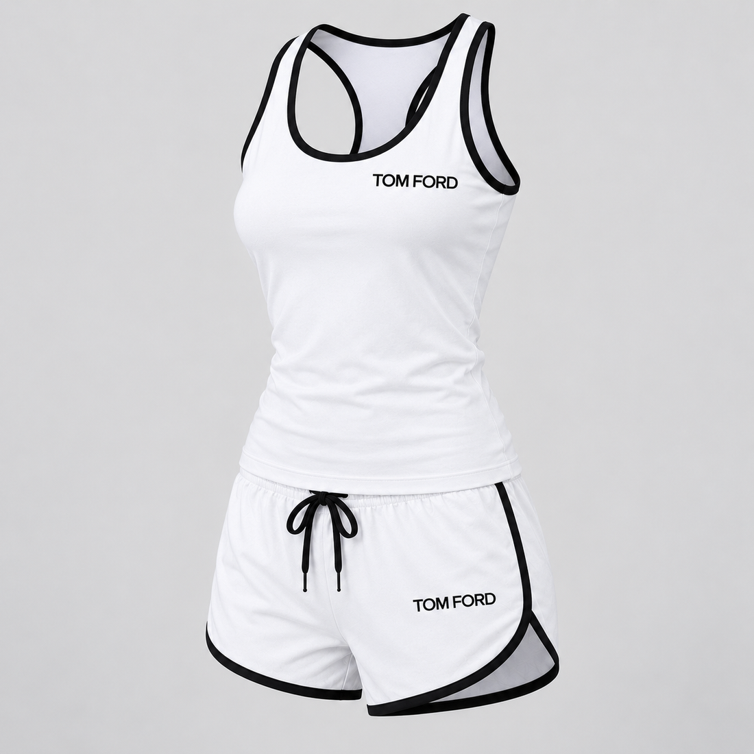 Women’s Tom Ford Tanktop and Shorts Set | Color: White | View 3