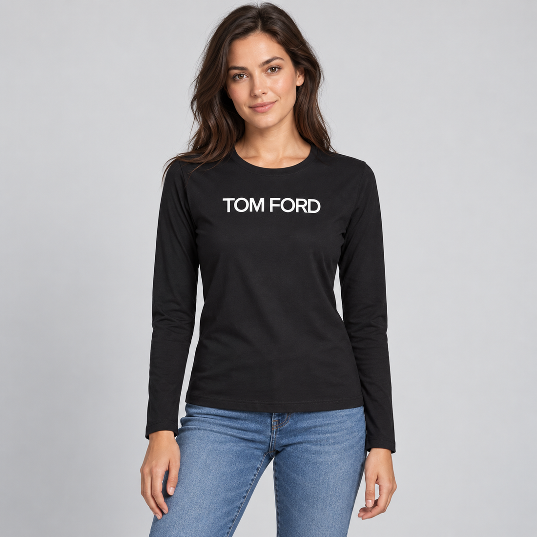 Women's Tom Ford Long Sleeve T-Shirt | Color: Black | View 3