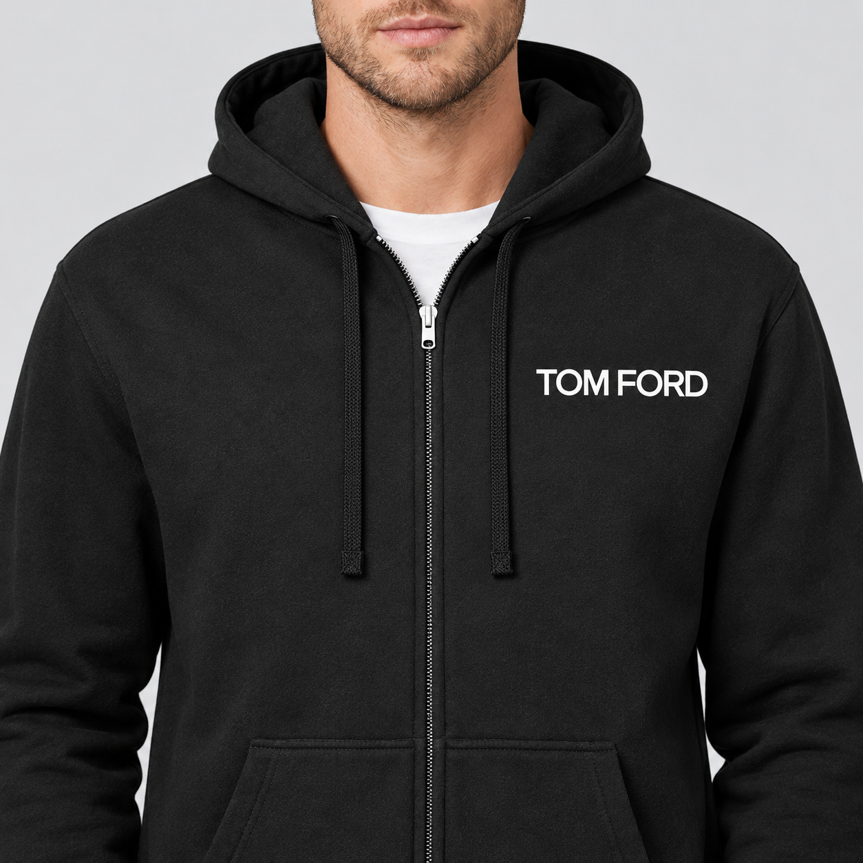 Men's Tom Ford Zipper Hoodie | Color: Black | View 4