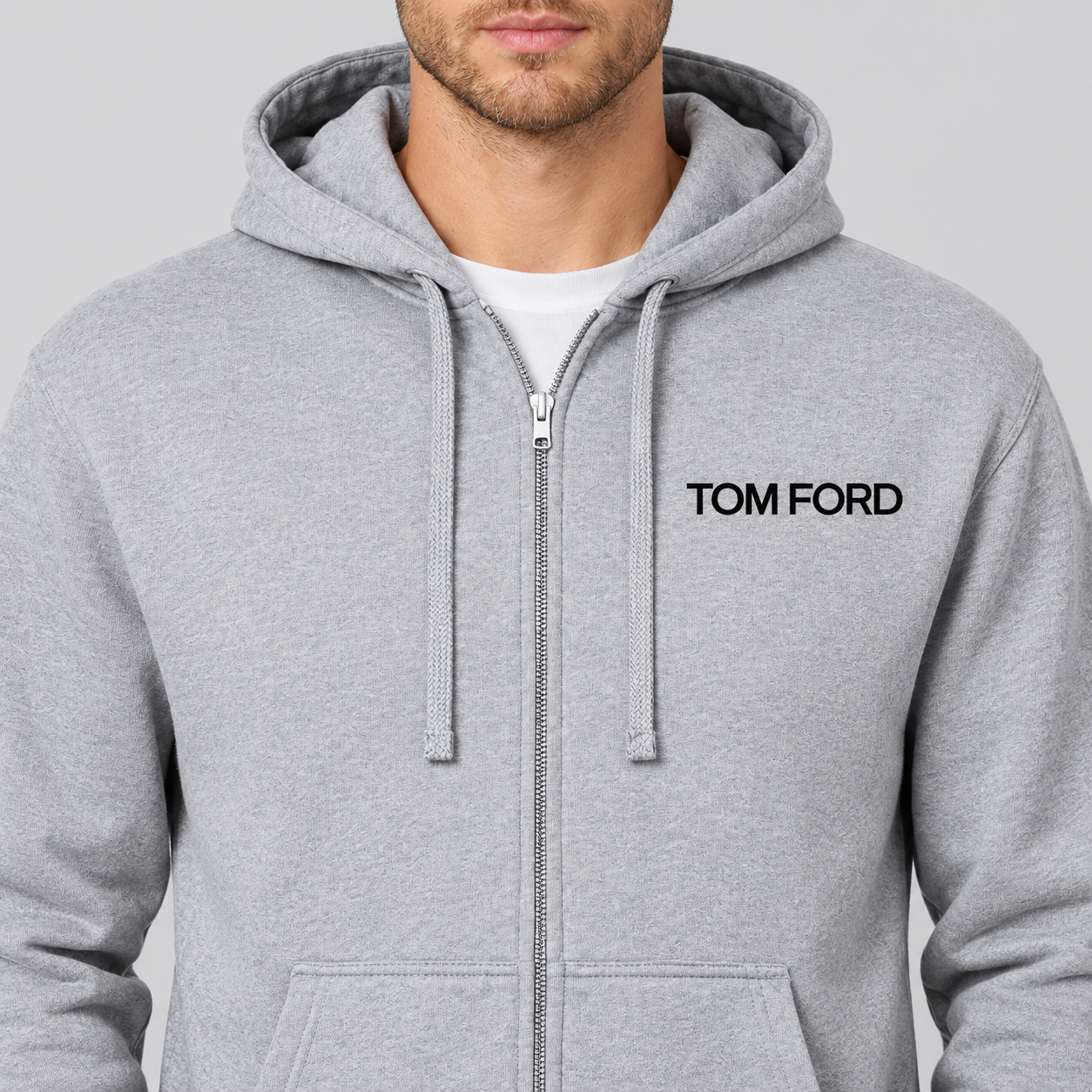 Men's Tom Ford Zipper Hoodie | Color: Grey | View 4