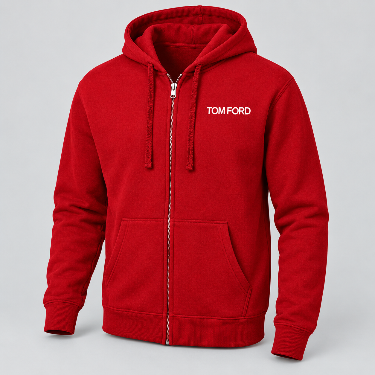 Men's Tom Ford Zipper Hoodie | Color: Red | View 1