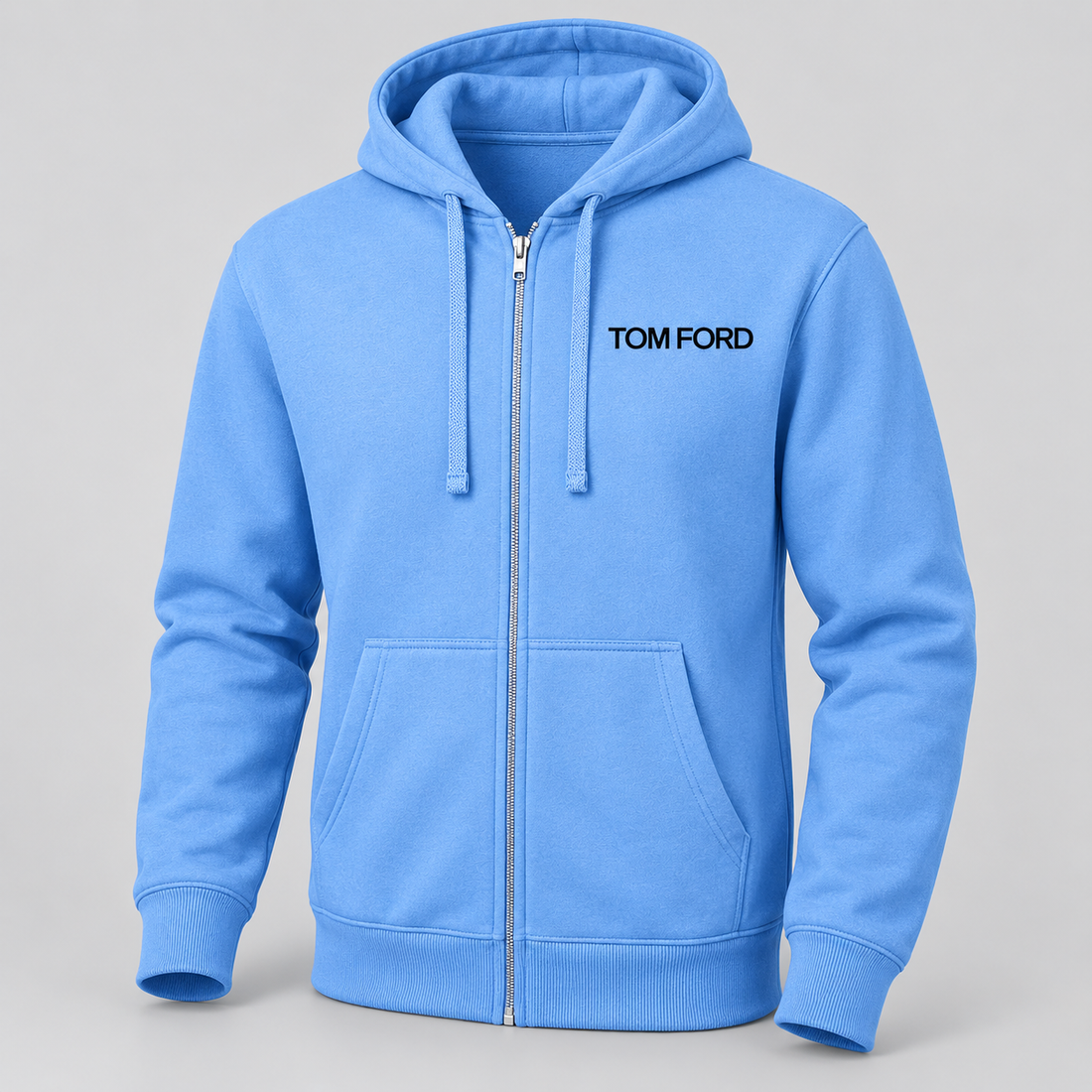 Men's Tom Ford Zipper Hoodie | Color: Sky Blue | View 1