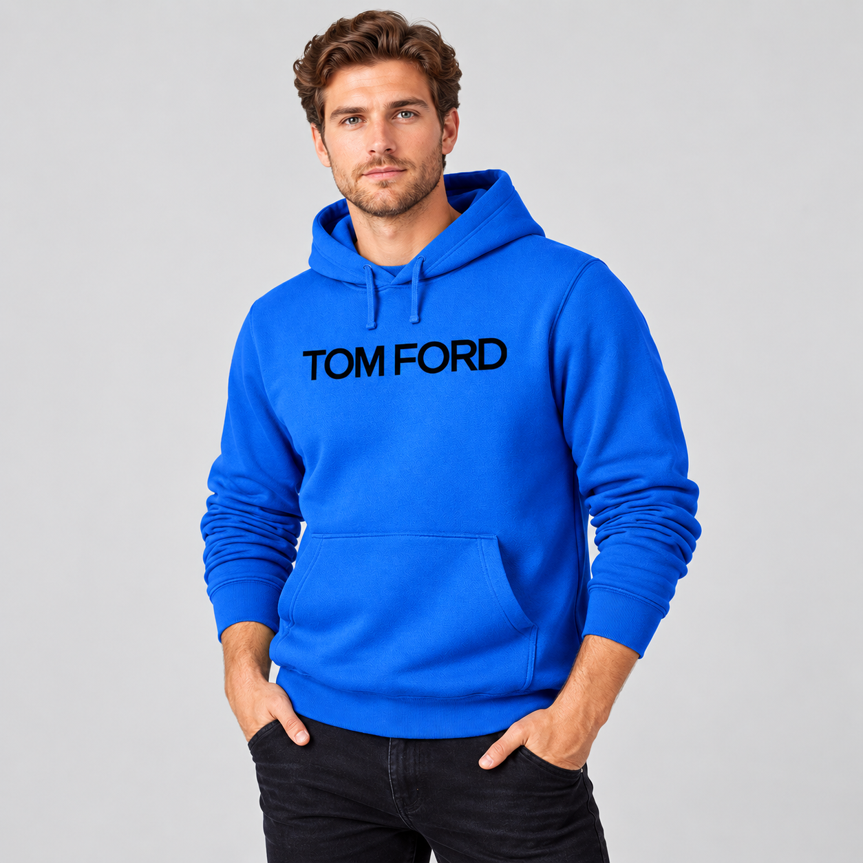 Men's Tom Ford Pullover Hoodie | Color: Azure | View 3