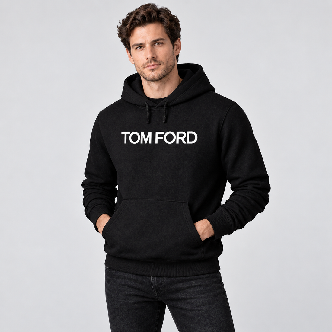 Men's Tom Ford Pullover Hoodie | Color: Black | View 3